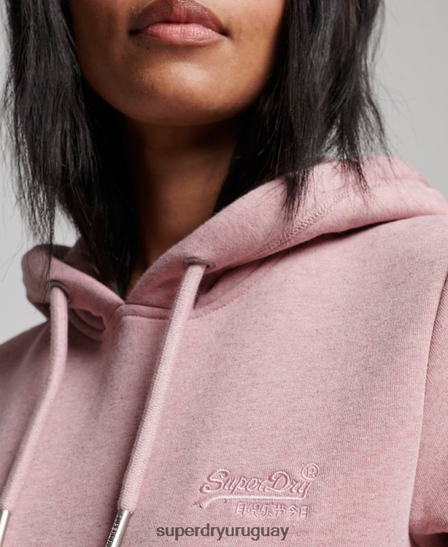 uy Superdry mujer sudadera con logo bordado rosa DT2N8Z3391 ropa