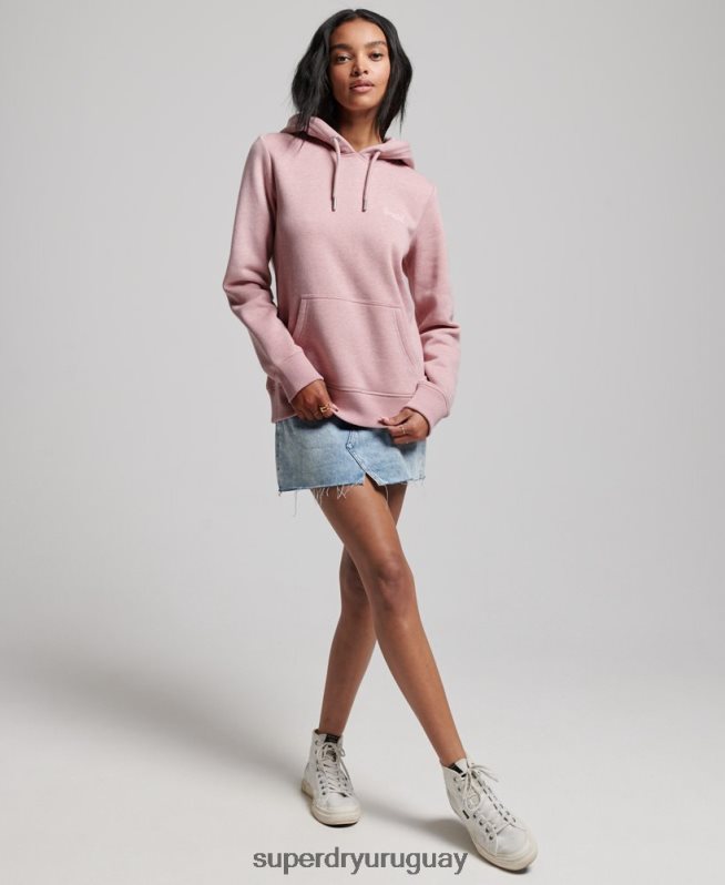 uy Superdry mujer sudadera con logo bordado rosa DT2N8Z3391 ropa