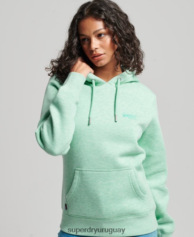 uy Superdry mujer sudadera con logo bordado verde DT2N8Z3413 ropa