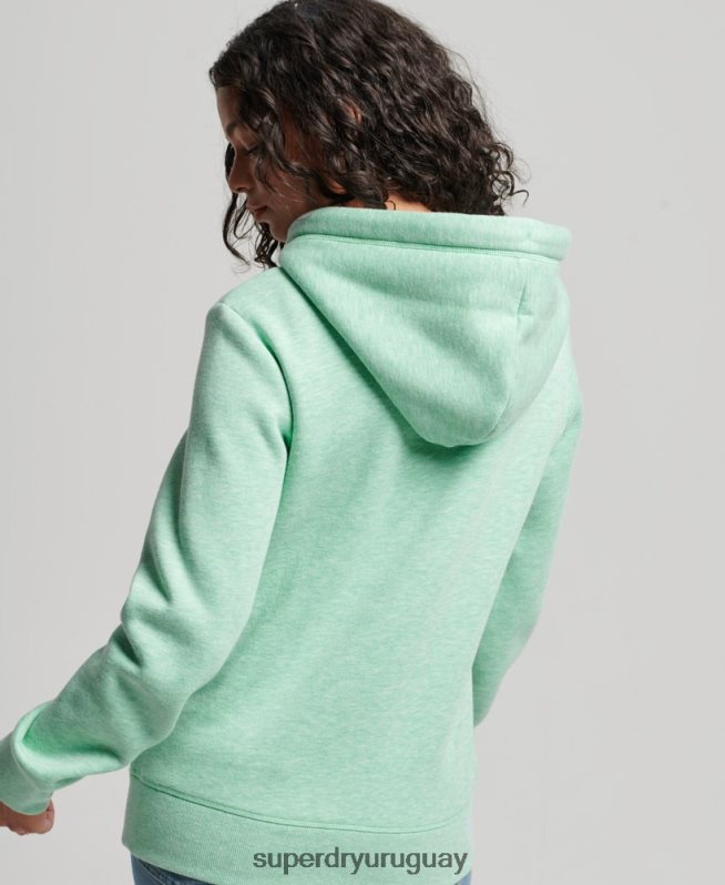 uy Superdry mujer sudadera con logo bordado verde DT2N8Z3413 ropa