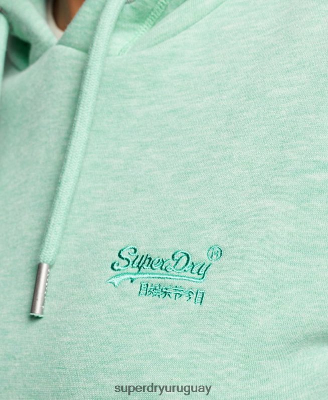uy Superdry mujer sudadera con logo bordado verde DT2N8Z3413 ropa