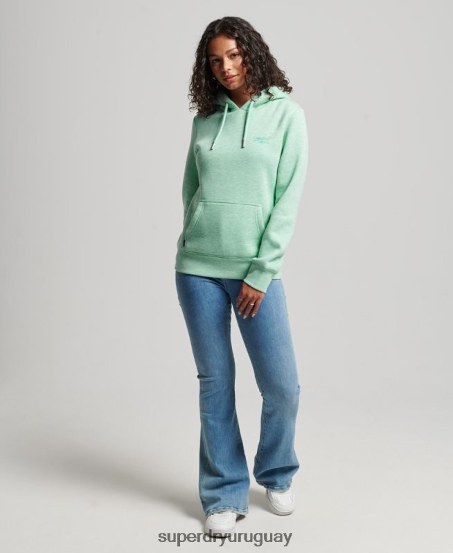 uy Superdry mujer sudadera con logo bordado verde DT2N8Z3413 ropa