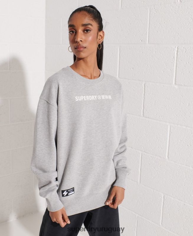 uy Superdry mujer sudadera con logo cooperativo gris DT2N8Z5813 ropa
