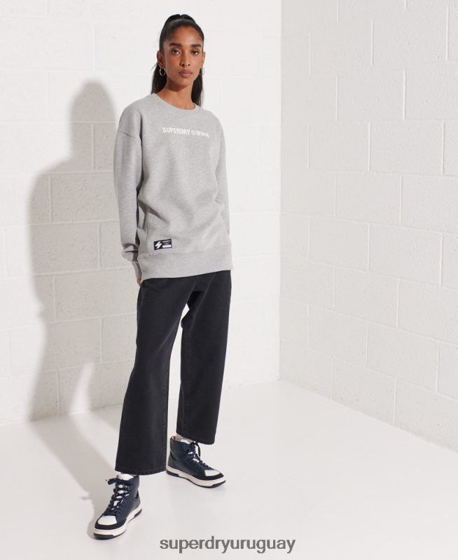 uy Superdry mujer sudadera con logo cooperativo gris DT2N8Z5813 ropa
