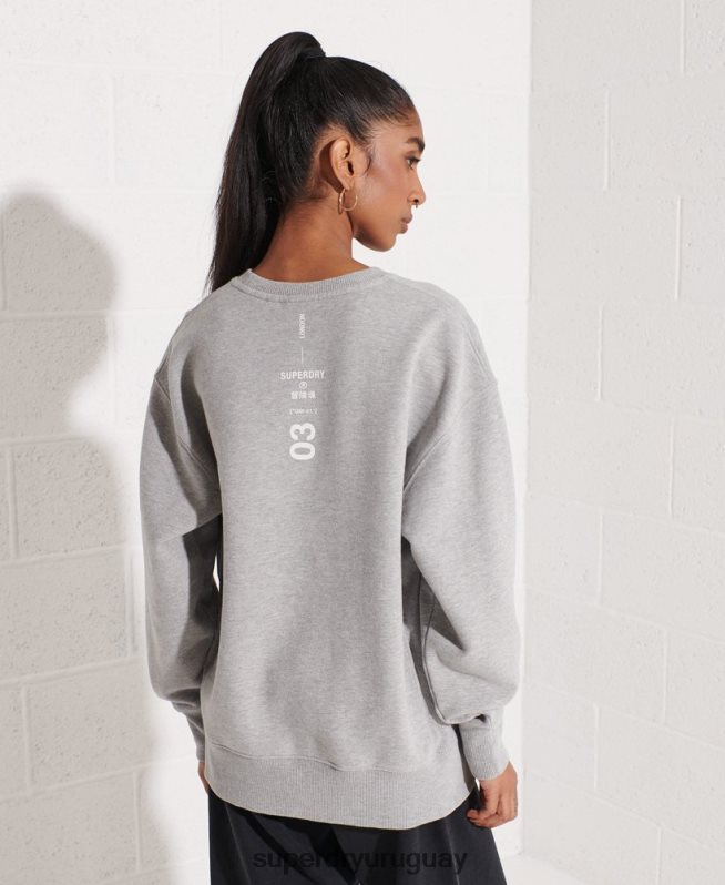 uy Superdry mujer sudadera con logo cooperativo gris DT2N8Z5813 ropa