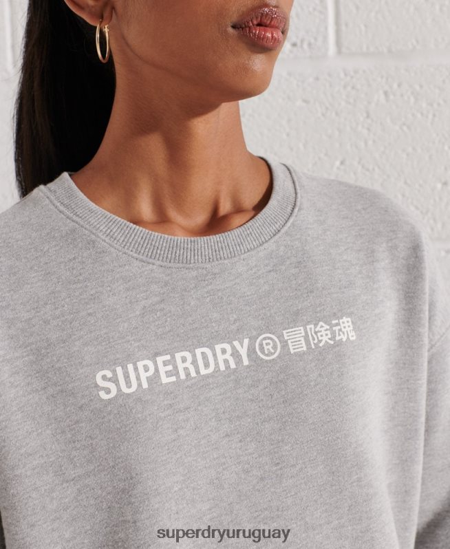 uy Superdry mujer sudadera con logo cooperativo gris DT2N8Z5813 ropa
