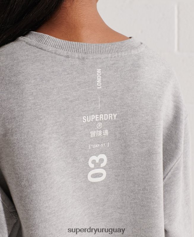 uy Superdry mujer sudadera con logo cooperativo gris DT2N8Z5813 ropa
