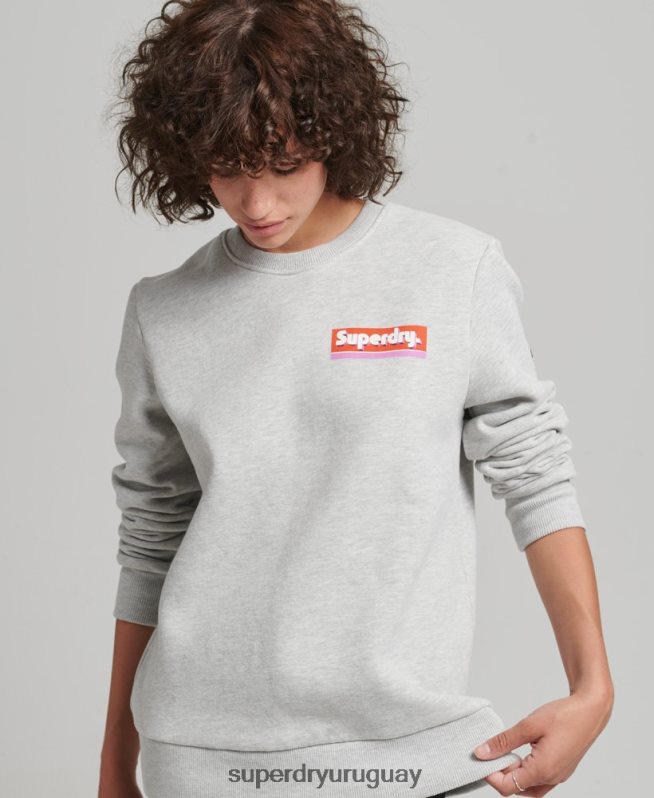 uy Superdry mujer sudadera con logo en caja gris claro DT2N8Z6028 ropa