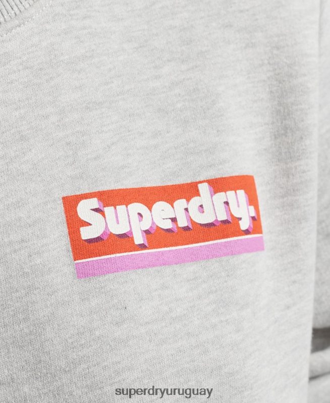 uy Superdry mujer sudadera con logo en caja gris claro DT2N8Z6028 ropa