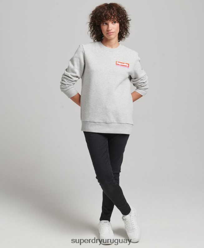 uy Superdry mujer sudadera con logo en caja gris claro DT2N8Z6028 ropa