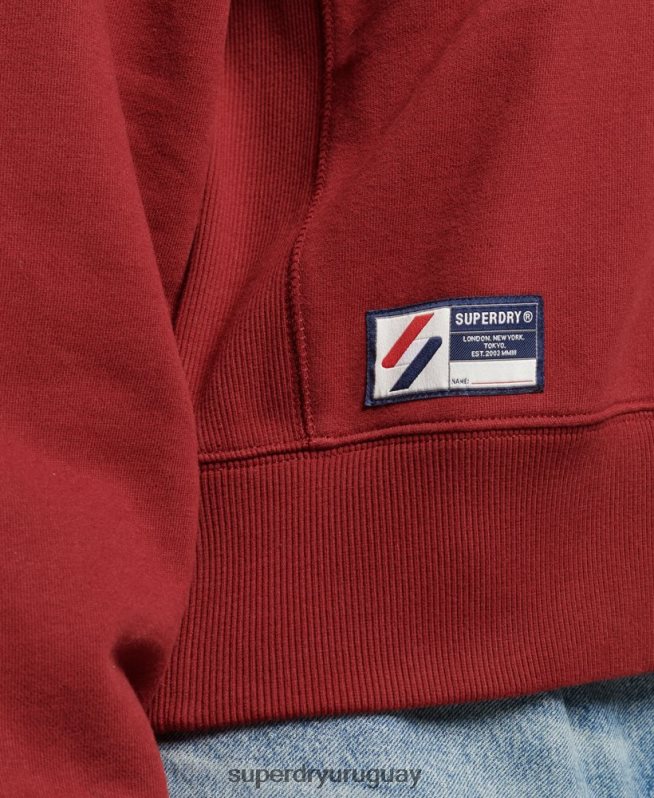 uy Superdry mujer sudadera con media cremallera y logo esencial rojo DT2N8Z6051 ropa