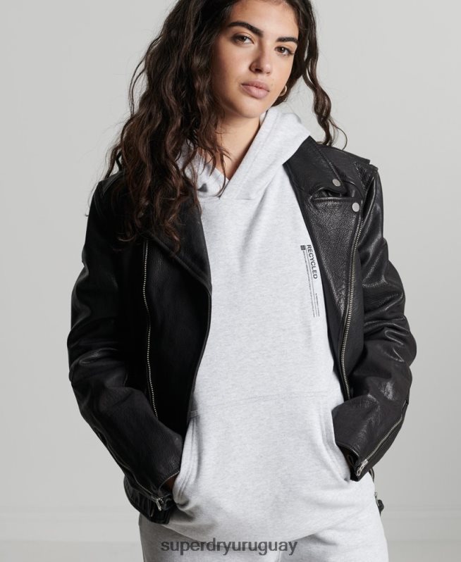 uy Superdry mujer sudadera con micro lateral reciclado gris claro DT2N8Z6064 ropa