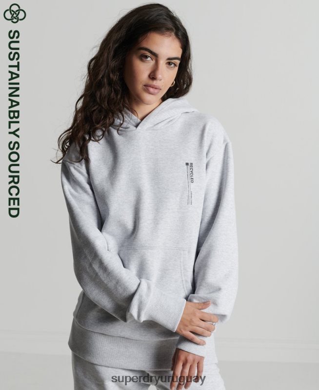uy Superdry mujer sudadera con micro lateral reciclado gris claro DT2N8Z6064 ropa