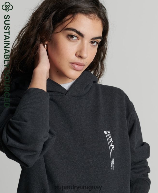 uy Superdry mujer sudadera con micro lateral reciclado negro DT2N8Z5974 ropa