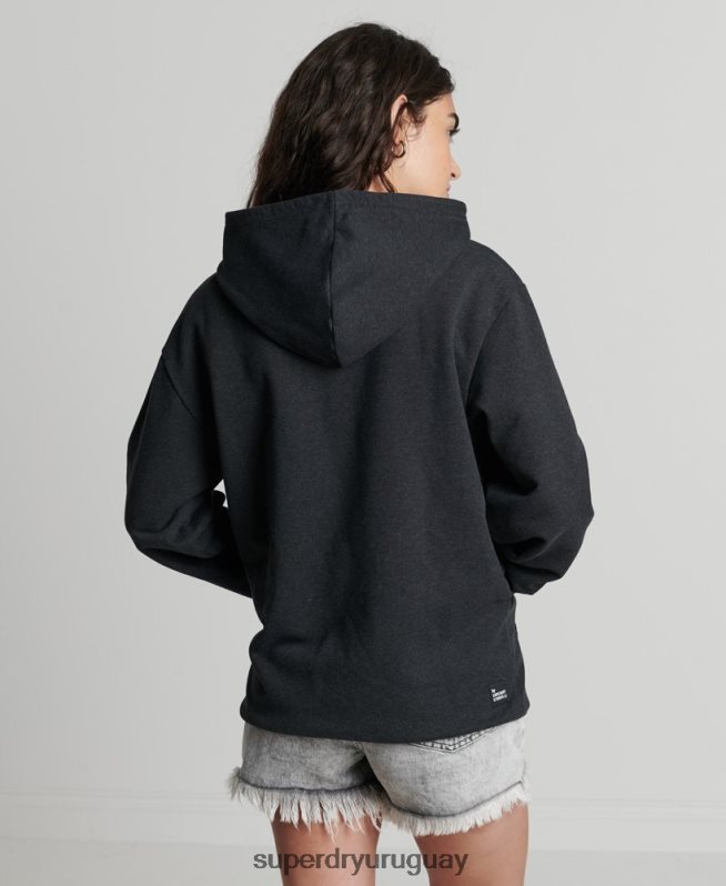 uy Superdry mujer sudadera con micro lateral reciclado negro DT2N8Z5974 ropa