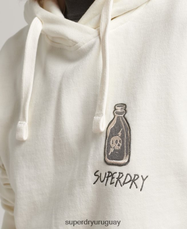 uy Superdry mujer sudadera con parche de nostalgia blanco DT2N8Z5819 ropa