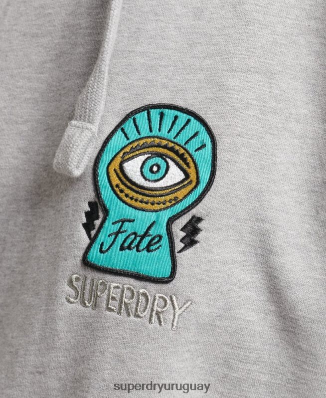 uy Superdry mujer sudadera con parche de nostalgia gris DT2N8Z5986 ropa