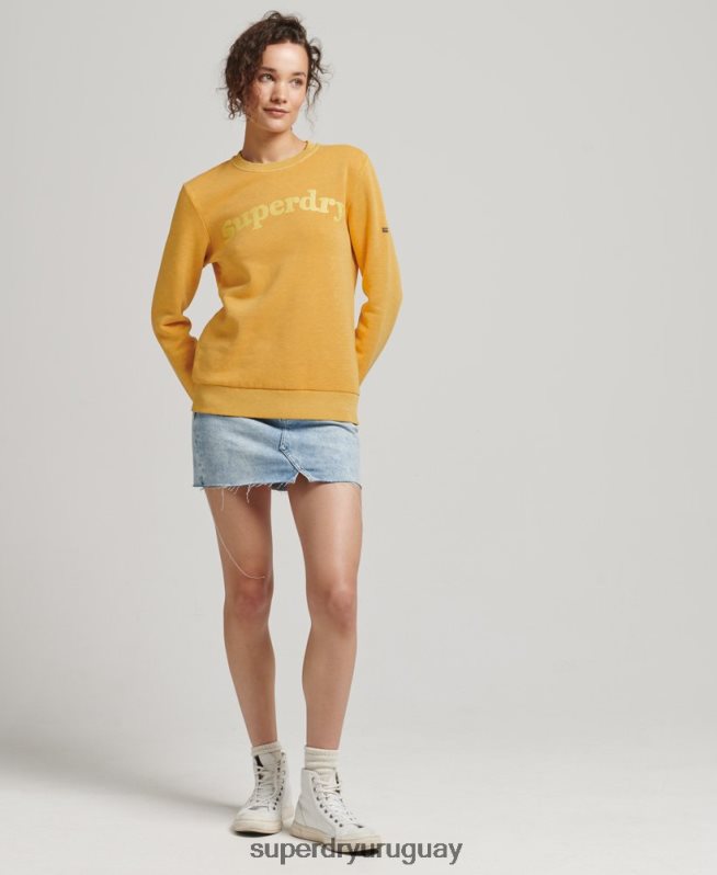uy Superdry mujer sudadera cooper clásica con logo de los años 70 oro DT2N8Z5786 ropa