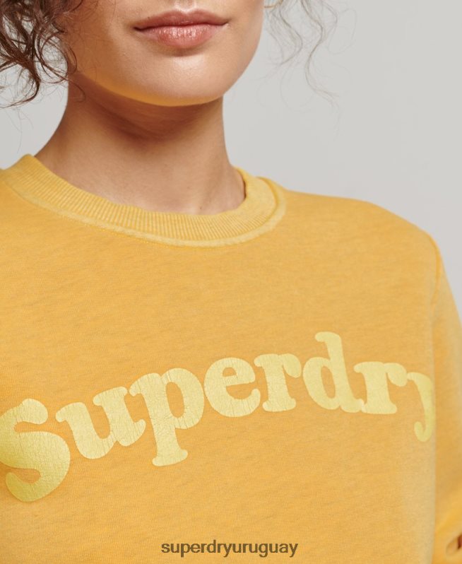 uy Superdry mujer sudadera cooper clásica con logo de los años 70 oro DT2N8Z5786 ropa
