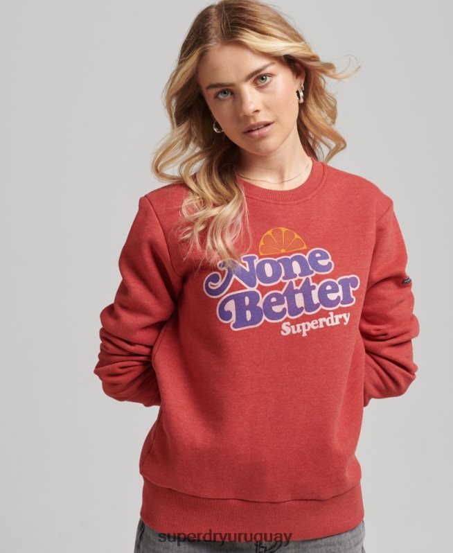uy Superdry mujer sudadera cooper nostalgia crew rojo DT2N8Z6072 ropa