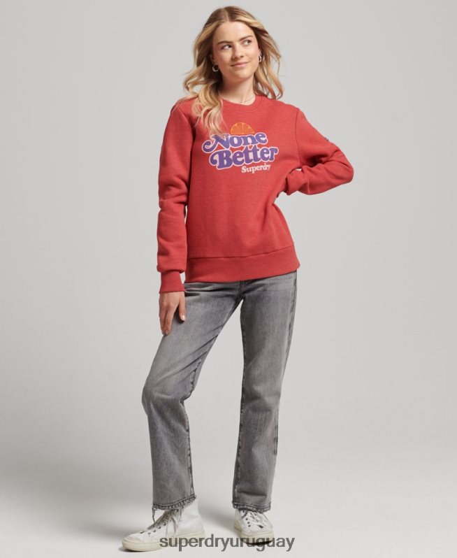 uy Superdry mujer sudadera cooper nostalgia crew rojo DT2N8Z6072 ropa