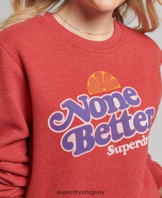uy Superdry mujer sudadera cooper nostalgia crew rojo DT2N8Z6072 ropa