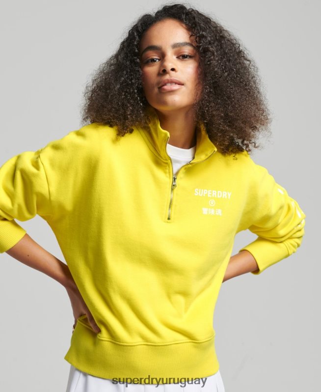 uy Superdry mujer sudadera core sport con media cremallera amarillo DT2N8Z6009 ropa