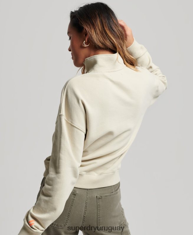 uy Superdry mujer sudadera core sport con media cremallera beige DT2N8Z3327 ropa