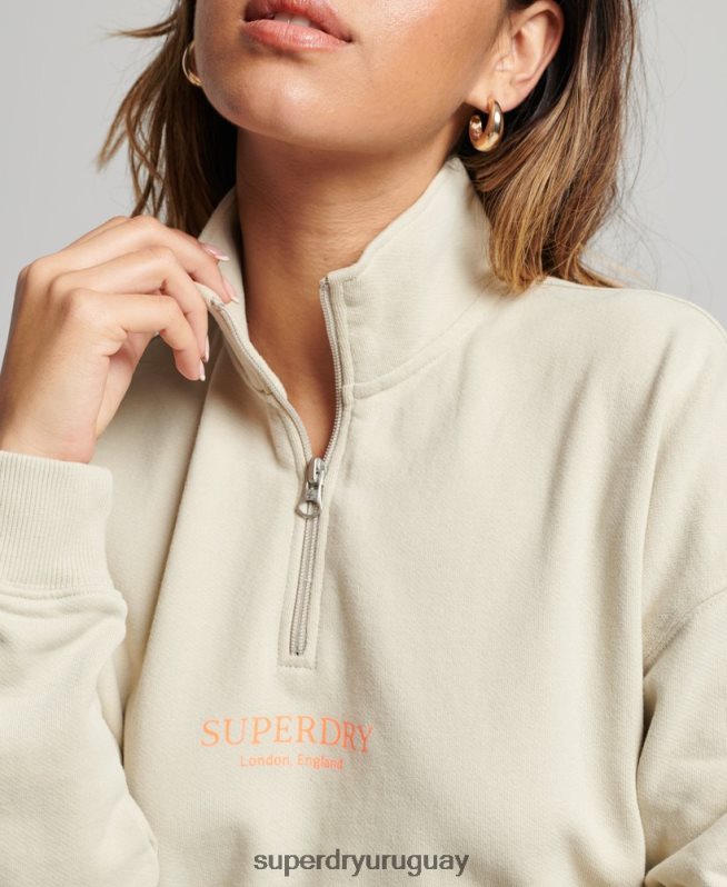 uy Superdry mujer sudadera core sport con media cremallera beige DT2N8Z3327 ropa