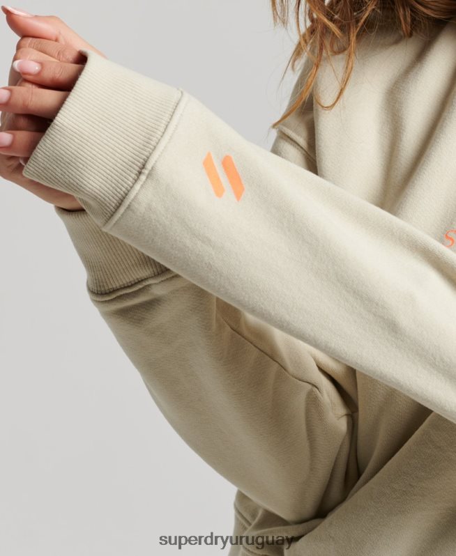 uy Superdry mujer sudadera core sport con media cremallera beige DT2N8Z3327 ropa
