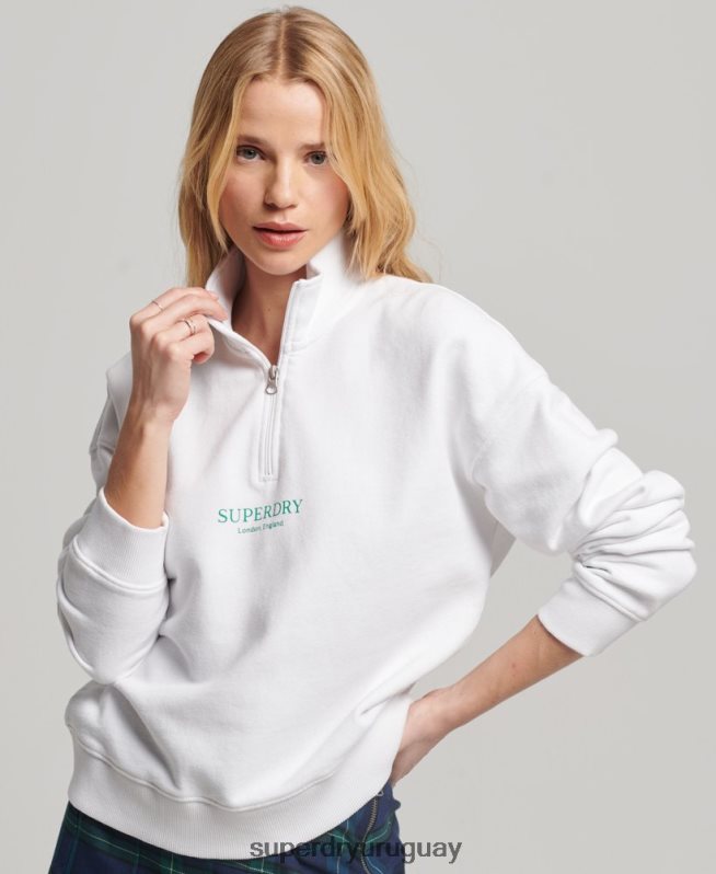 uy Superdry mujer sudadera core sport con media cremallera blanco DT2N8Z3356 ropa