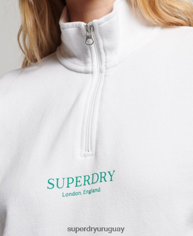 uy Superdry mujer sudadera core sport con media cremallera blanco DT2N8Z3356 ropa