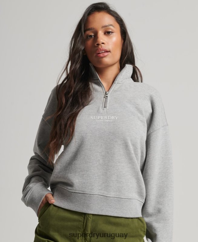 uy Superdry mujer sudadera core sport con media cremallera gris DT2N8Z3357 ropa