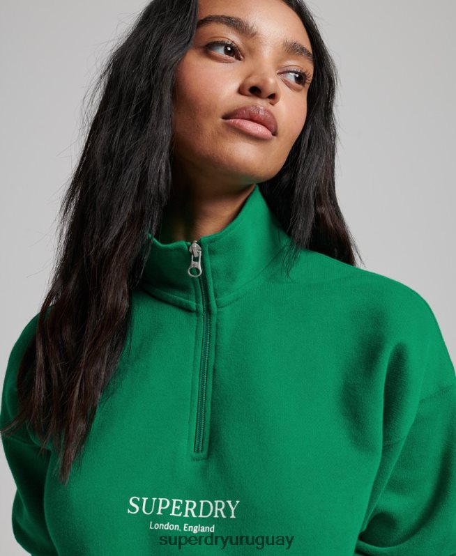 uy Superdry mujer sudadera core sport con media cremallera verde DT2N8Z3373 ropa