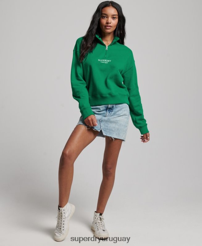 uy Superdry mujer sudadera core sport con media cremallera verde DT2N8Z3373 ropa