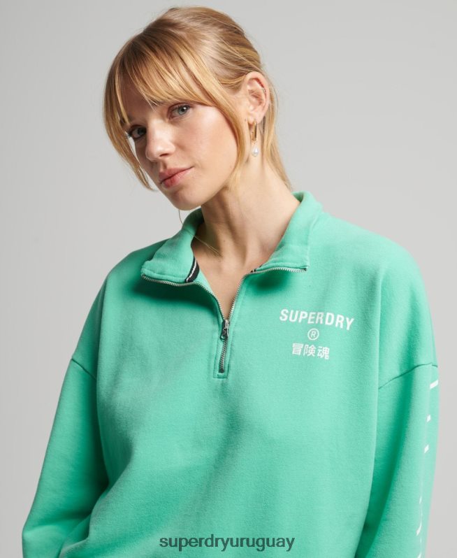 uy Superdry mujer sudadera core sport con media cremallera verde DT2N8Z6082 ropa