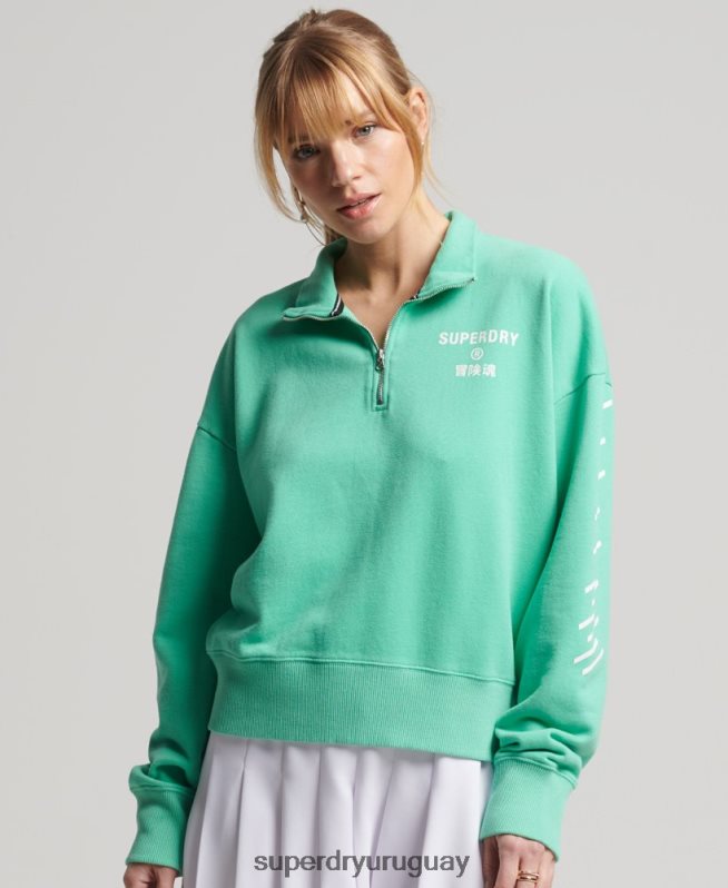 uy Superdry mujer sudadera core sport con media cremallera verde DT2N8Z6082 ropa