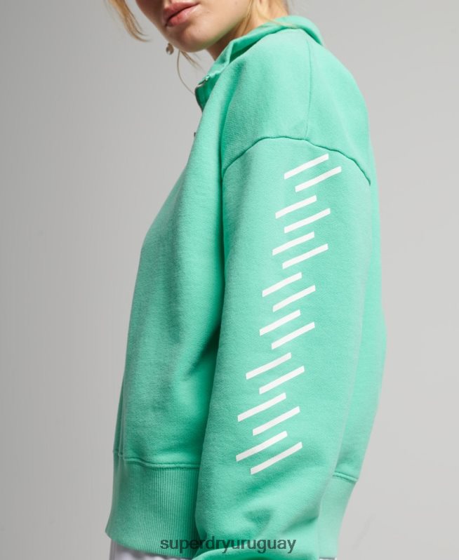 uy Superdry mujer sudadera core sport con media cremallera verde DT2N8Z6082 ropa