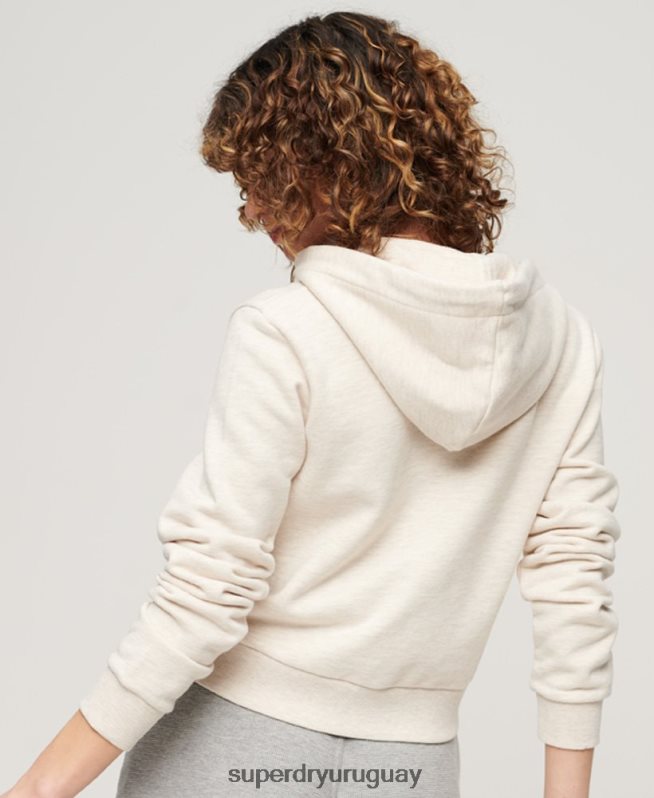 uy Superdry mujer sudadera corta atlética esencial con cremallera beige DT2N8Z2027 ropa