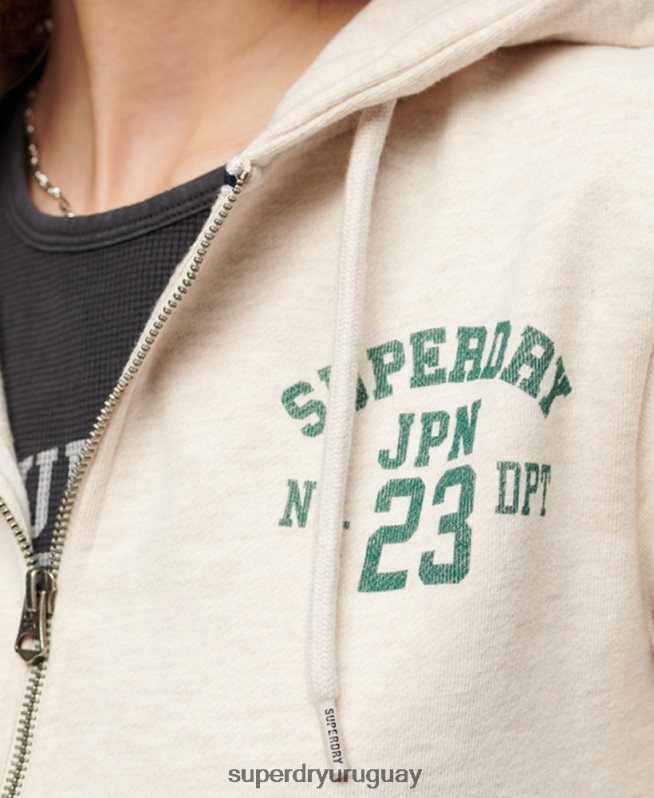 uy Superdry mujer sudadera corta atlética esencial con cremallera beige DT2N8Z2027 ropa