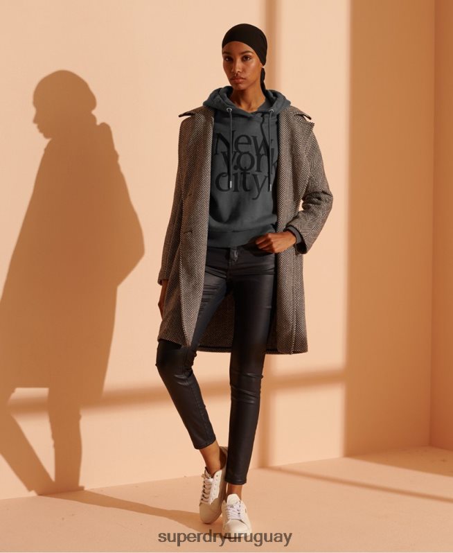 uy Superdry mujer sudadera corta con capucha nyc times gris DT2N8Z6136 ropa