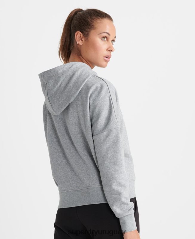 uy Superdry mujer sudadera corta con capucha training core sport gris DT2N8Z6149 ropa
