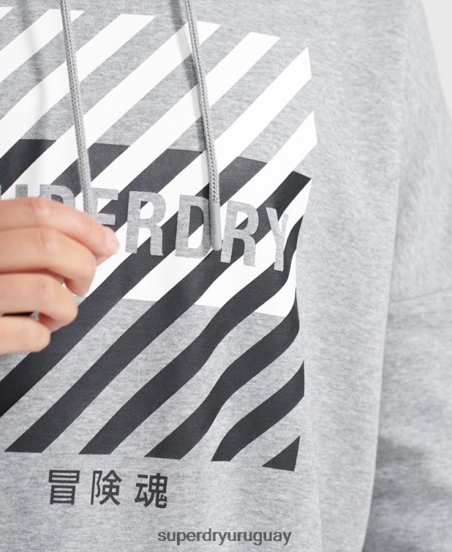 uy Superdry mujer sudadera corta con capucha training core sport gris DT2N8Z6149 ropa