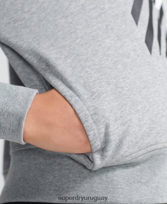 uy Superdry mujer sudadera corta con capucha training core sport gris DT2N8Z6149 ropa
