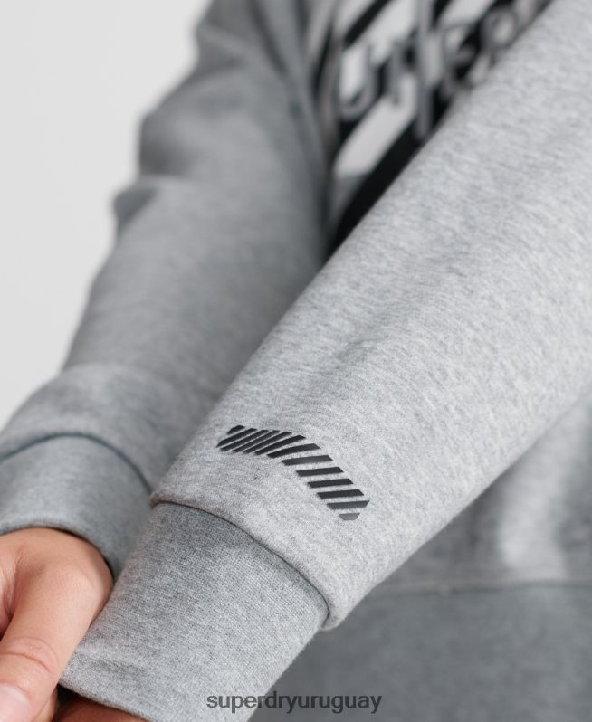 uy Superdry mujer sudadera corta con capucha training core sport gris DT2N8Z6149 ropa