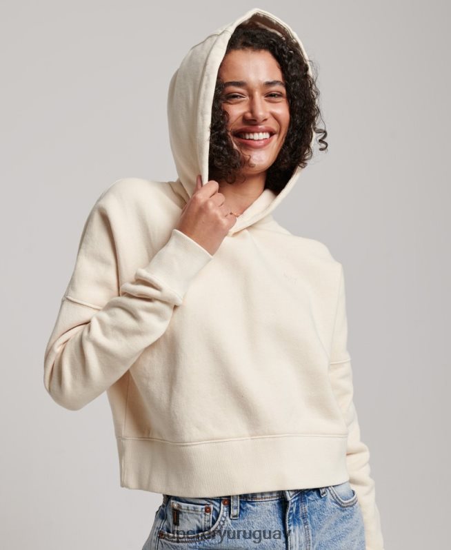 uy Superdry mujer sudadera corta con capucha y lavado crema DT2N8Z3352 ropa