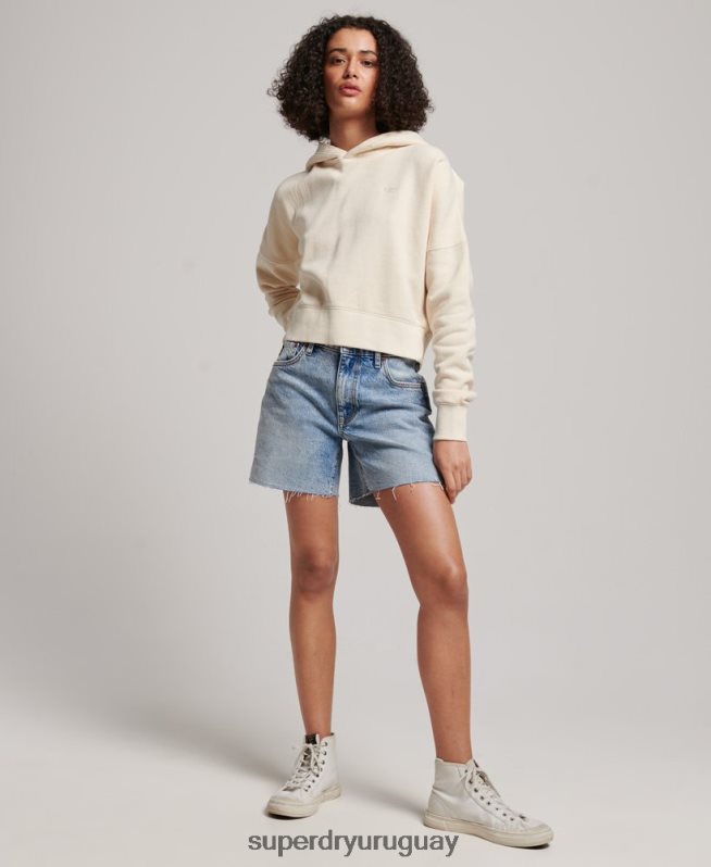 uy Superdry mujer sudadera corta con capucha y lavado crema DT2N8Z3352 ropa