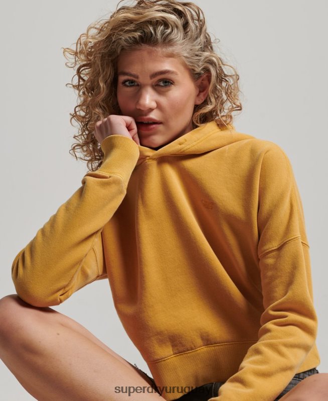 uy Superdry mujer sudadera corta con capucha y lavado oro DT2N8Z3411 ropa