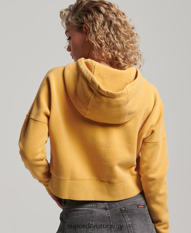 uy Superdry mujer sudadera corta con capucha y lavado oro DT2N8Z3411 ropa