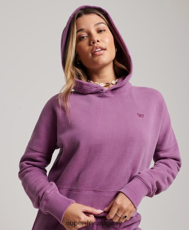 uy Superdry mujer sudadera corta con capucha y lavado púrpura DT2N8Z3318 ropa